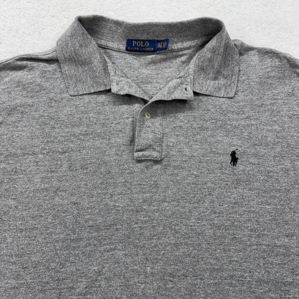 Polo Ralph Lauren Mens 2XLT Classic Fit Heather Gray Short Sleeve Polo Shirt